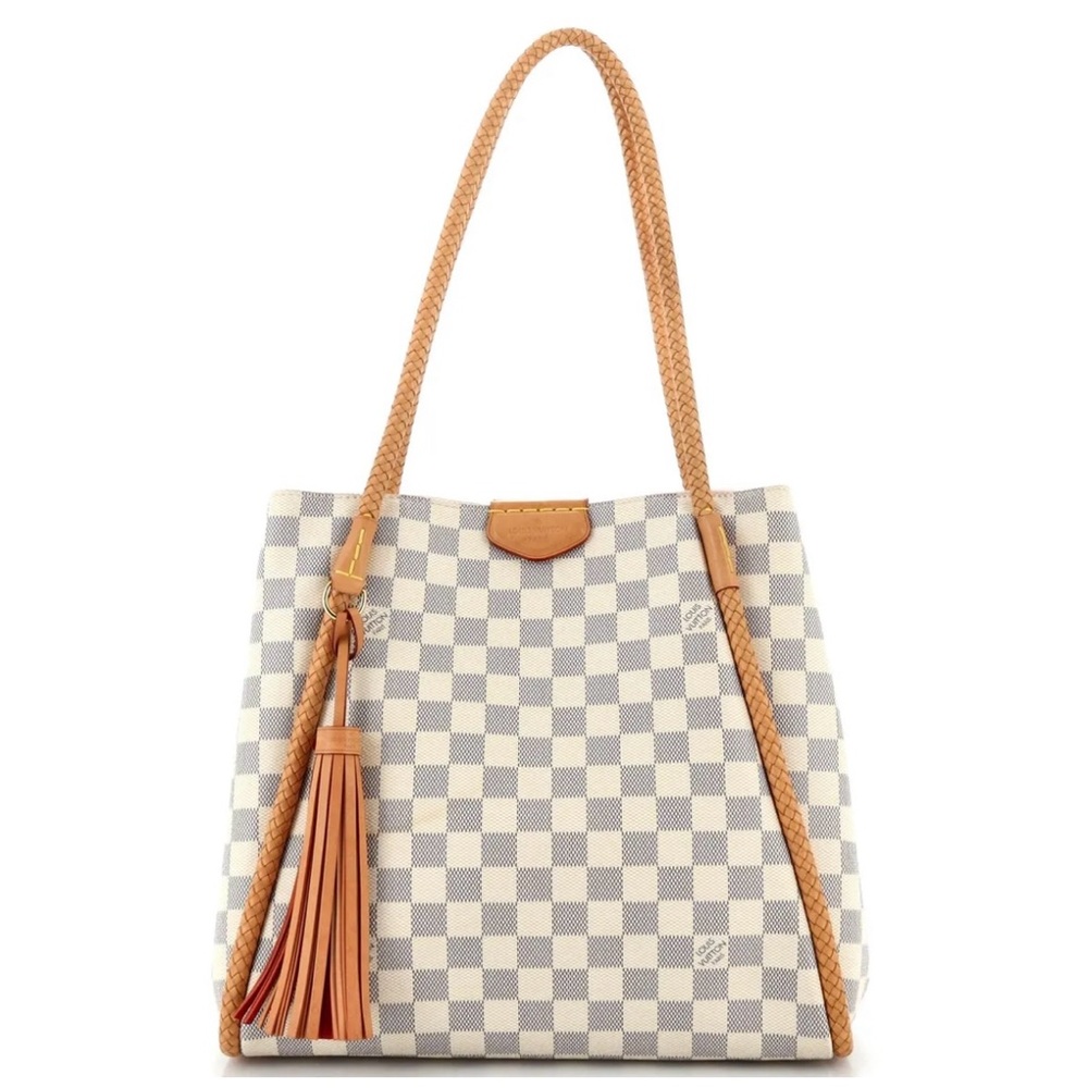 Louis Vuitton Damier Azur Canvas Tote with Pink Interior and Vachetta Trim - Picture 2 of 11